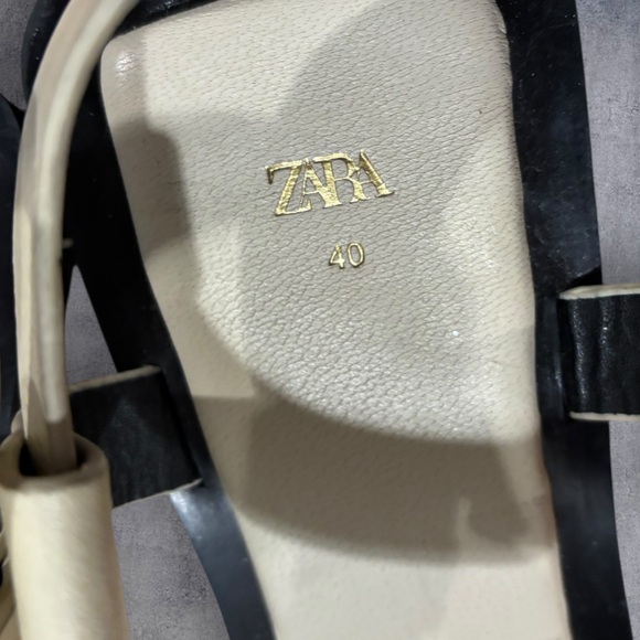 Zara Cream Leather Cage Flat Fisherman Sandals Women’s Size 40 Women’s Size 9 - Picture 8 of 9